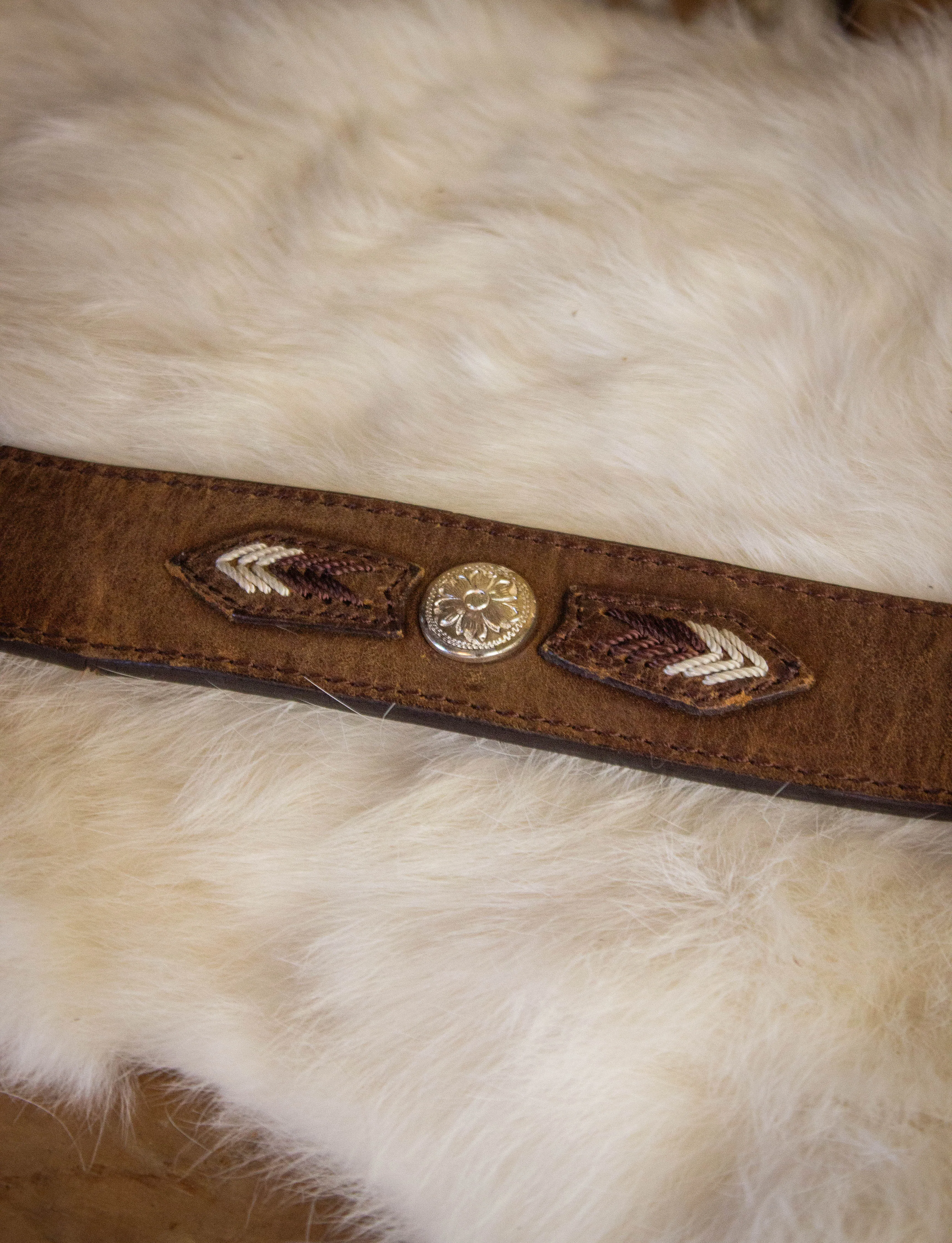 Vintage Brown Leather Belt with Bull Rider Belt Buckle