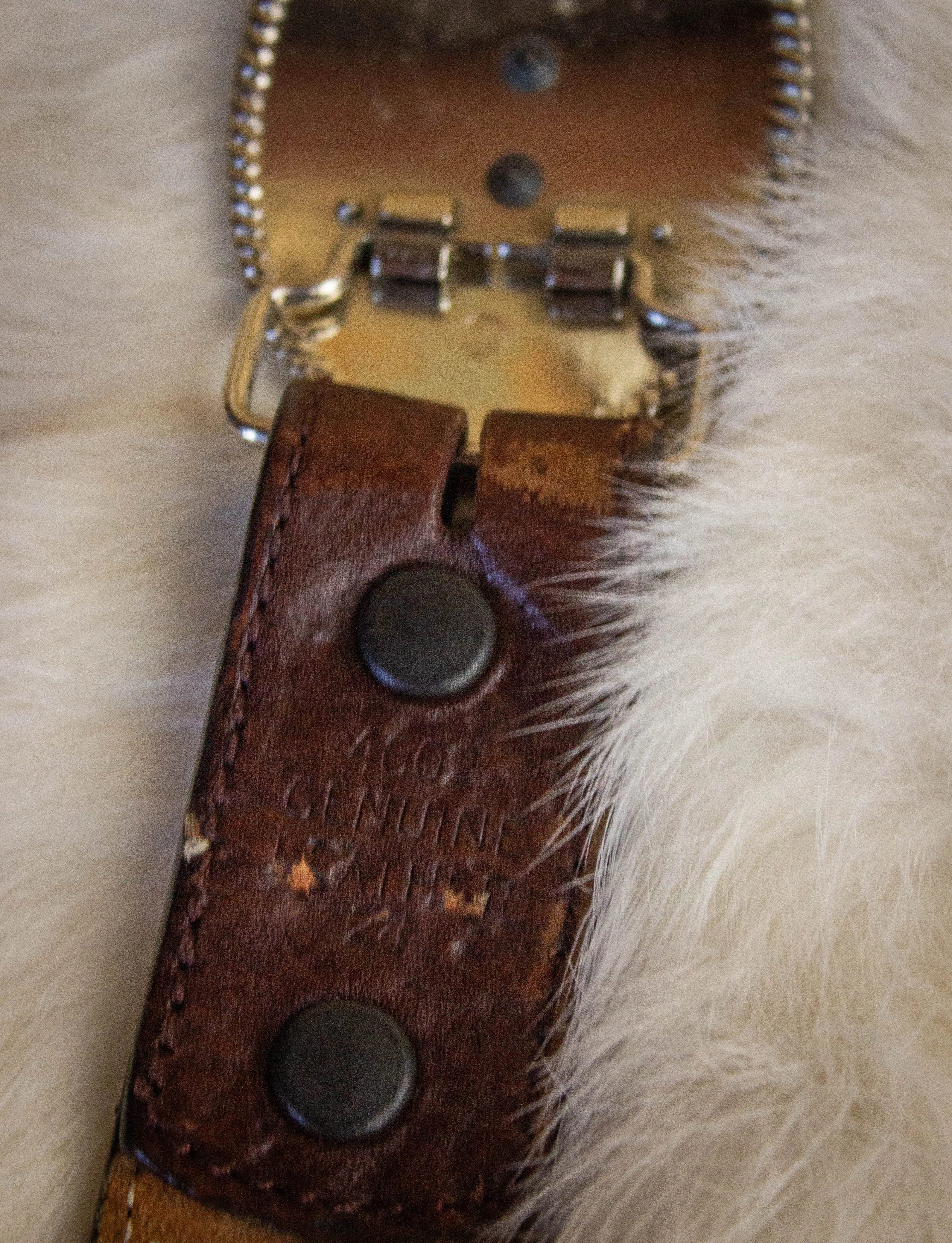 Vintage Brown Leather Belt with Bull Rider Belt Buckle