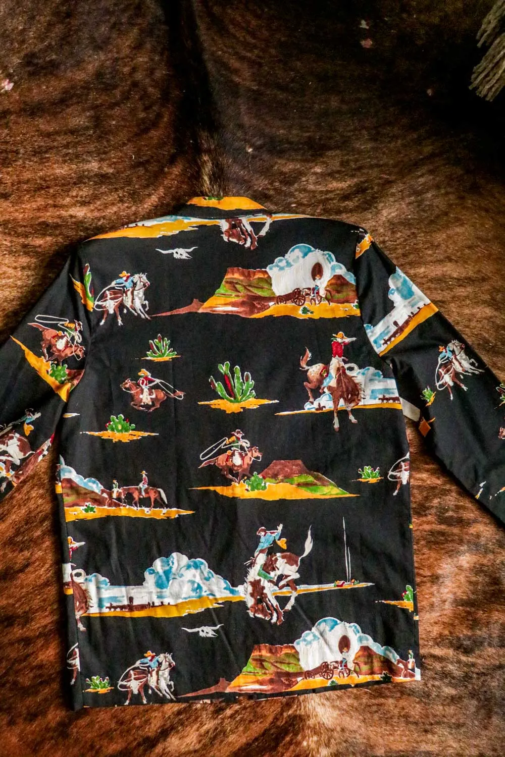 Vintage Cowboy Print Western Blazer