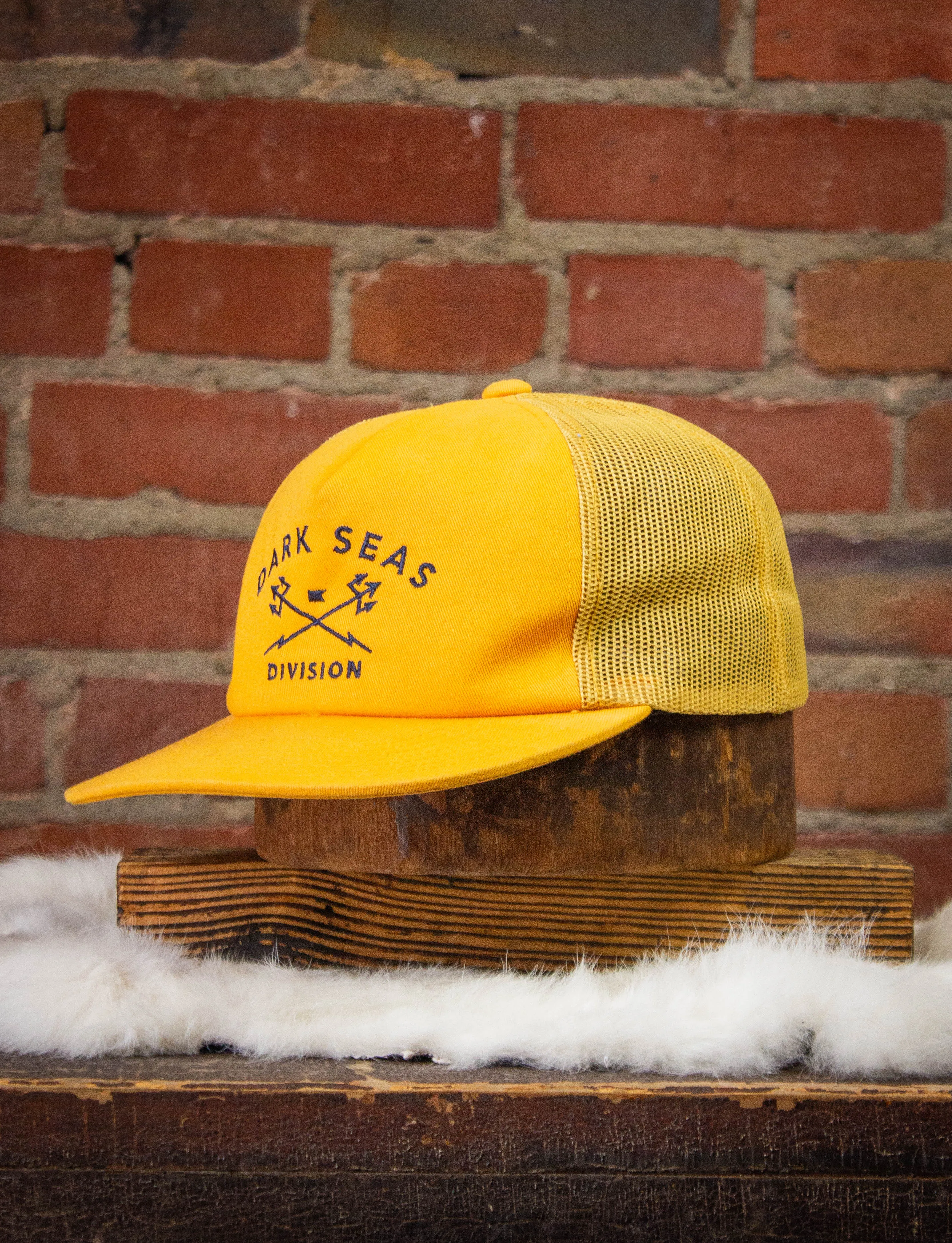 Vintage Dark Seas Division Trucker Hat Yellow