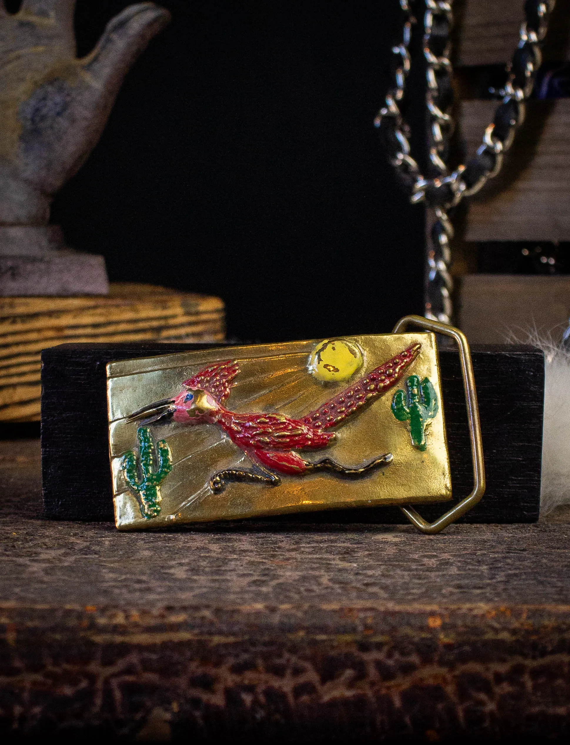 Vintage Road Runner Brass Belt Buckle