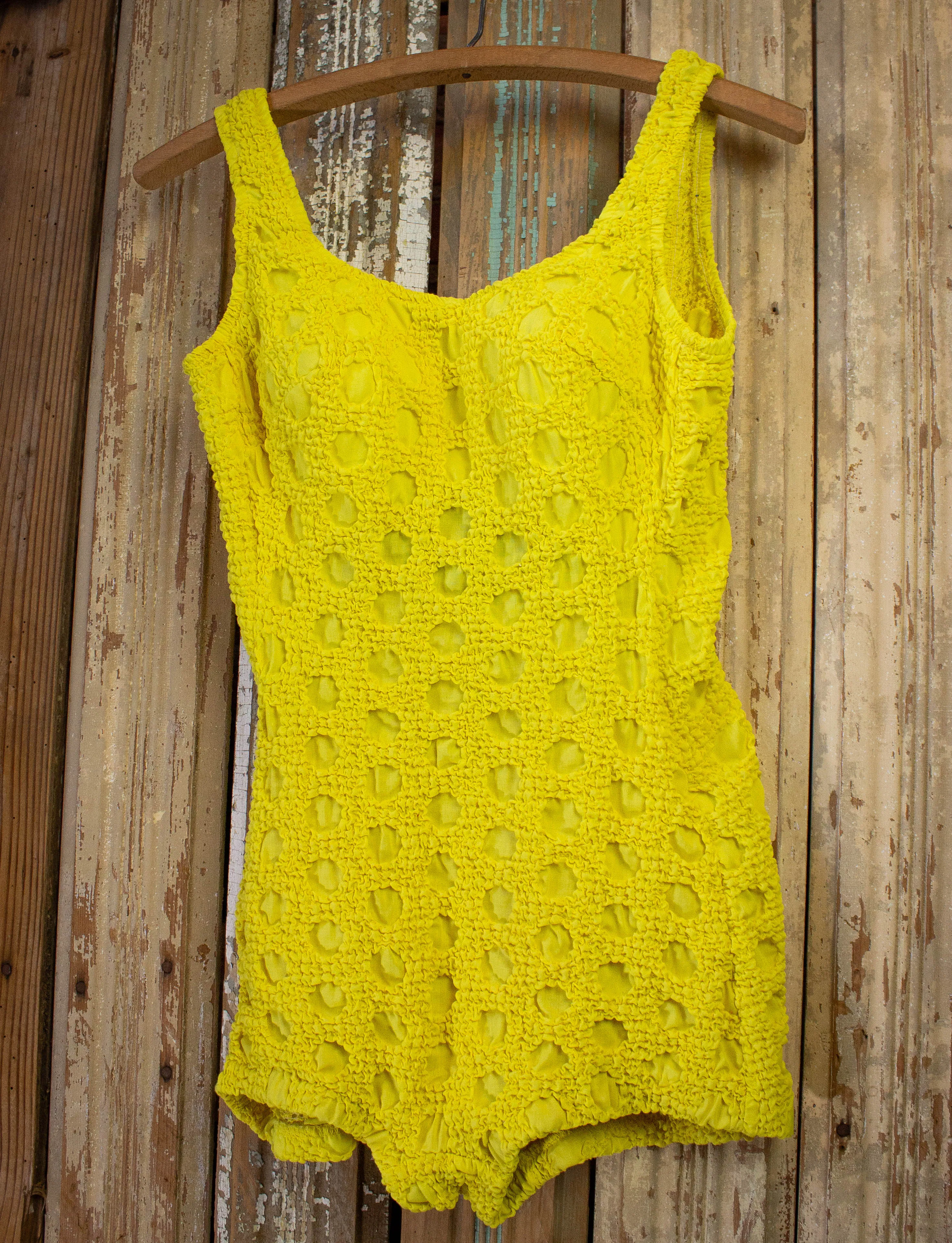 Vintage Yellow Oleg Cassini One-Piece Bathing Suit 1960s S