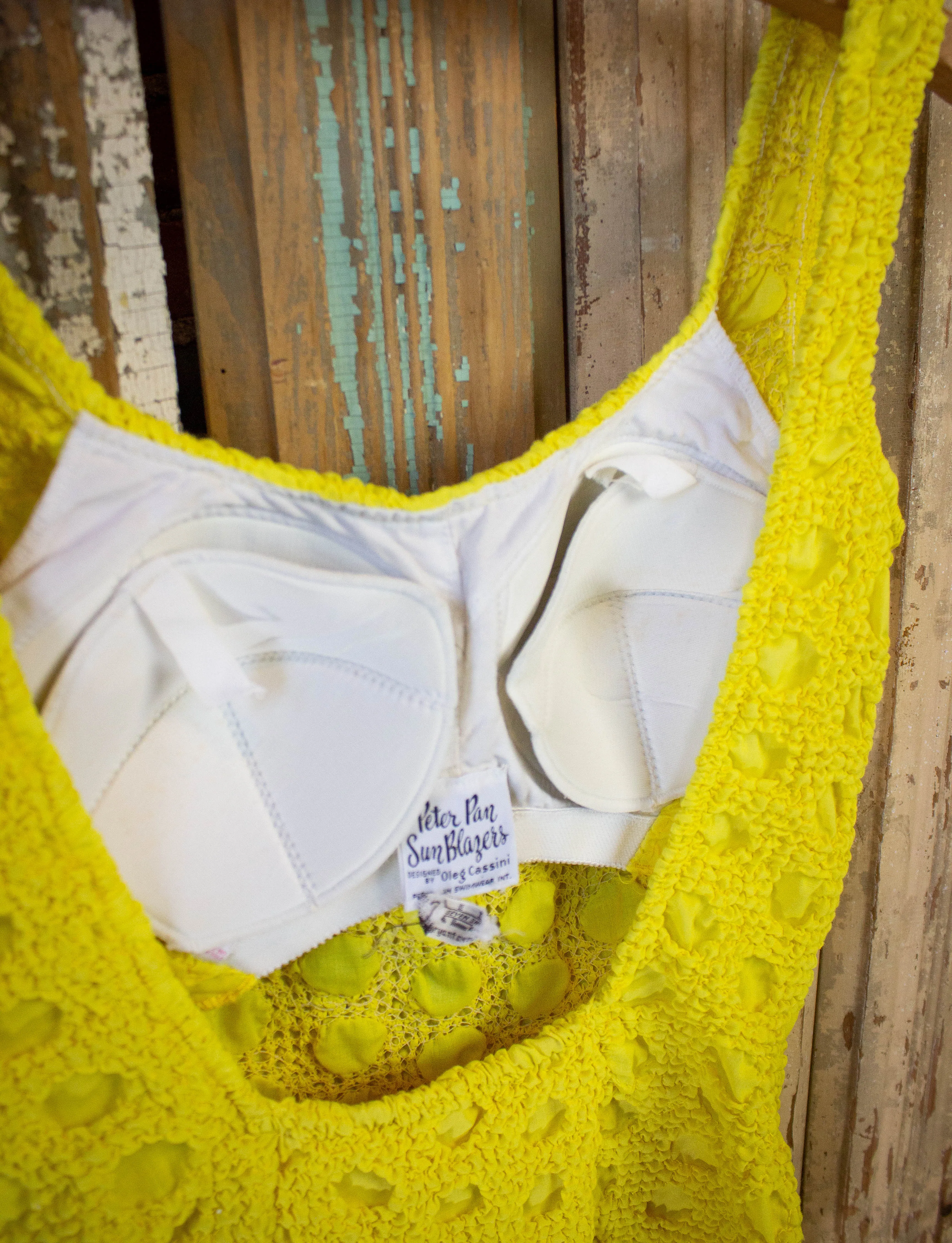 Vintage Yellow Oleg Cassini One-Piece Bathing Suit 1960s S