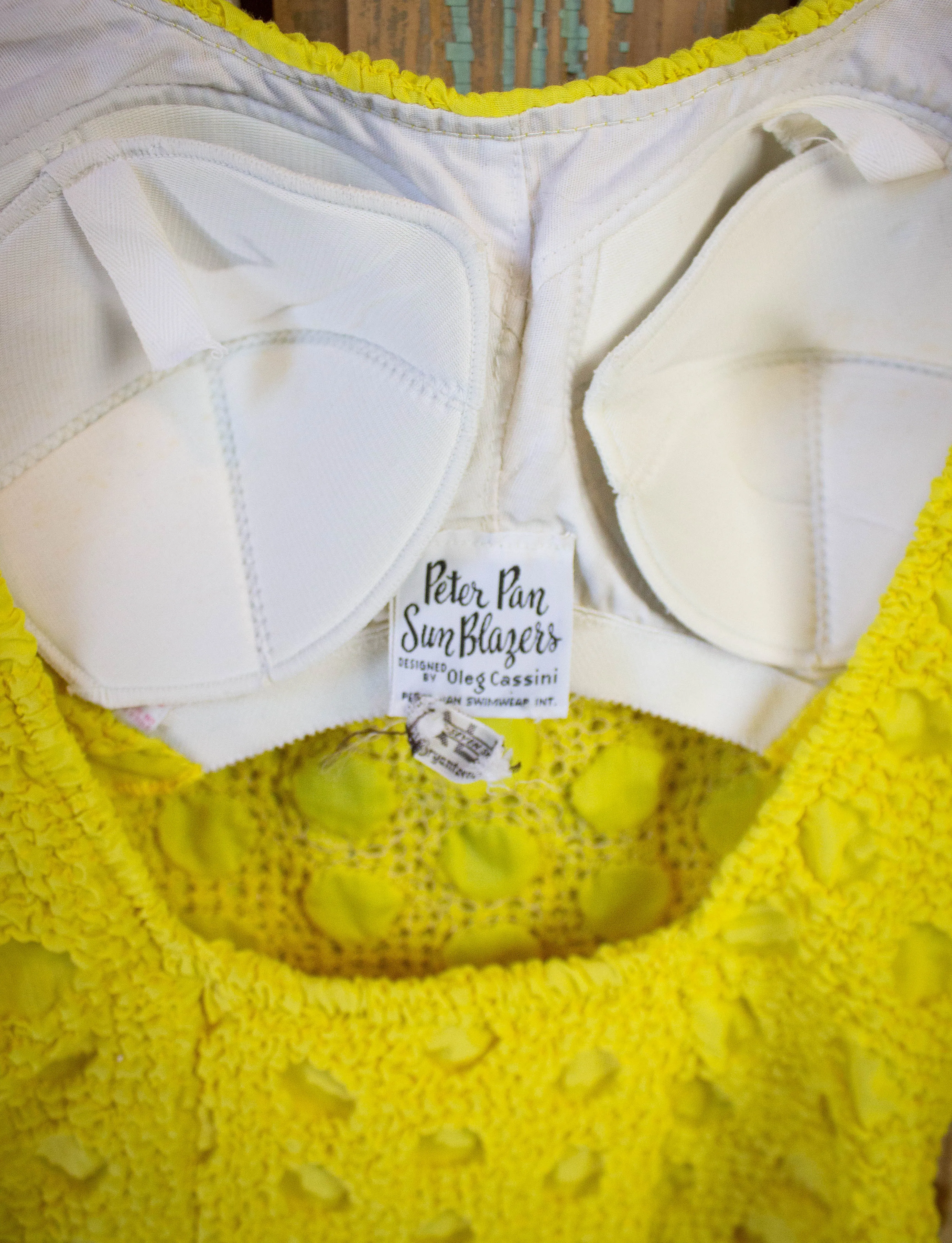 Vintage Yellow Oleg Cassini One-Piece Bathing Suit 1960s S