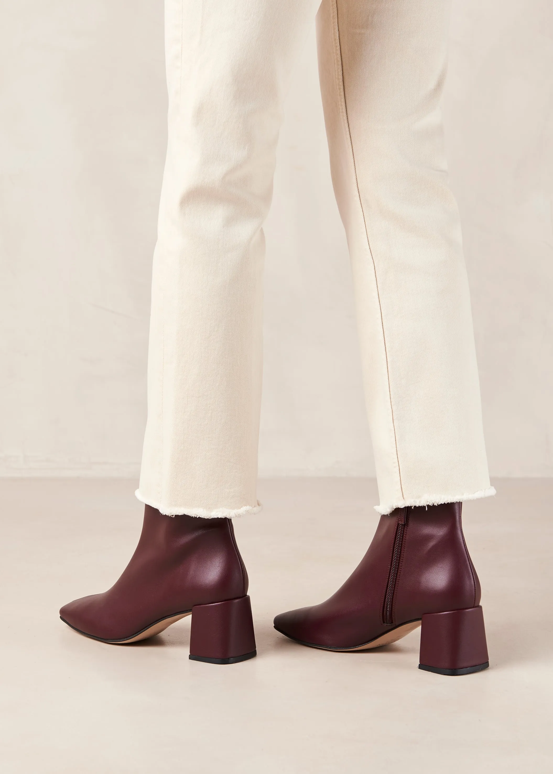 Watercolor Beet Vegan Leather Ankle Boots