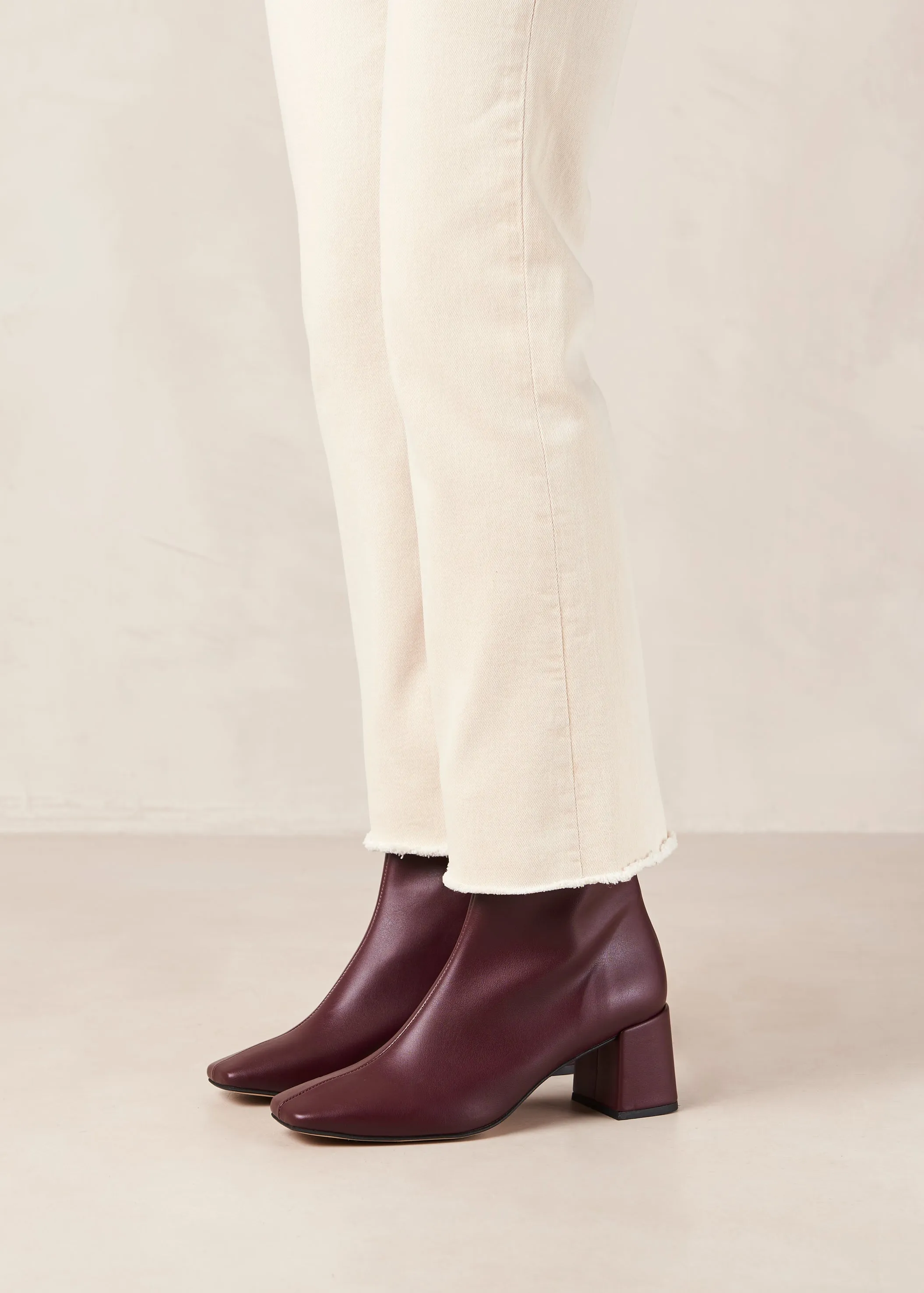 Watercolor Beet Vegan Leather Ankle Boots