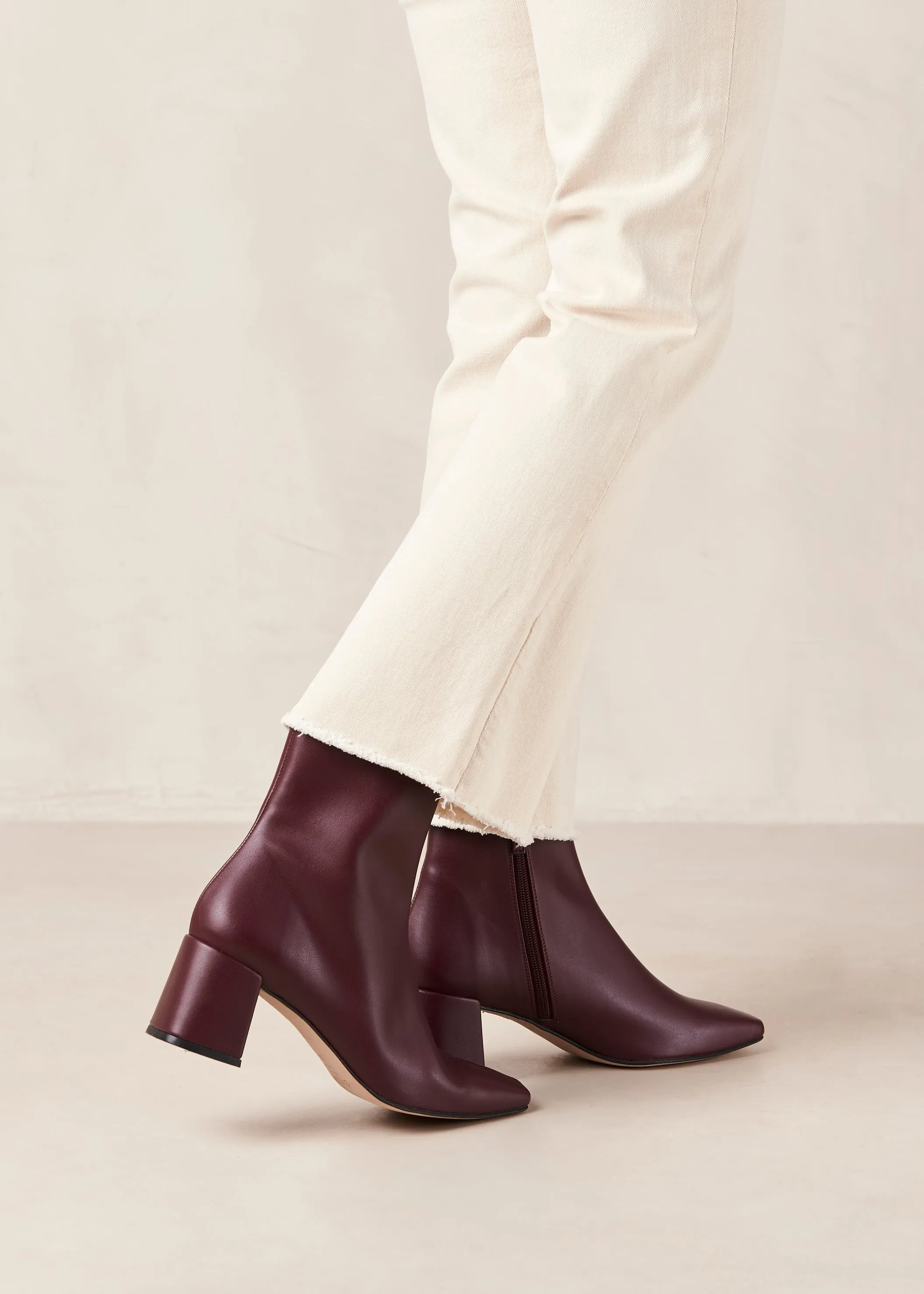 Watercolor Beet Vegan Leather Ankle Boots