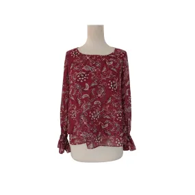 White House Black Market Maroon Printed Blouse | Gently Used |