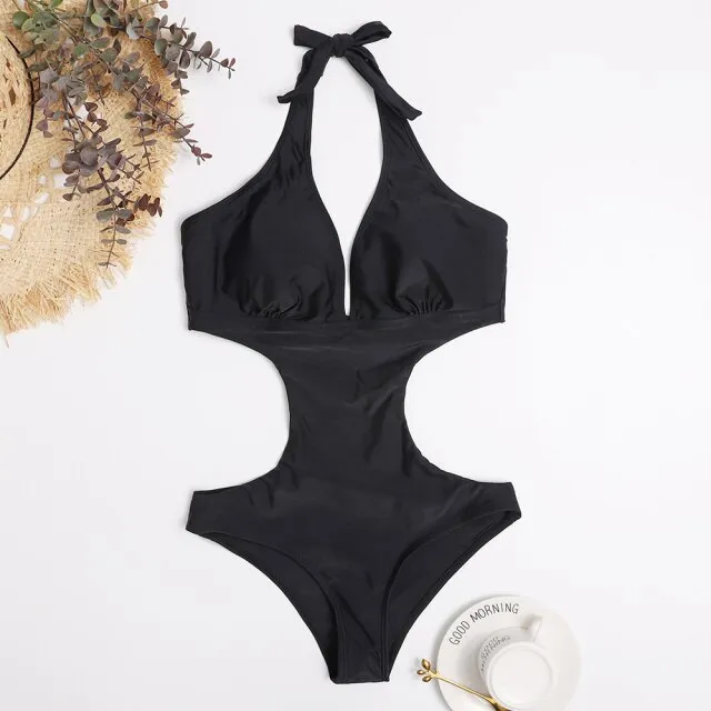 White One Piece Swimsuit Women Swimwear