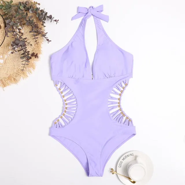 White One Piece Swimsuit Women Swimwear