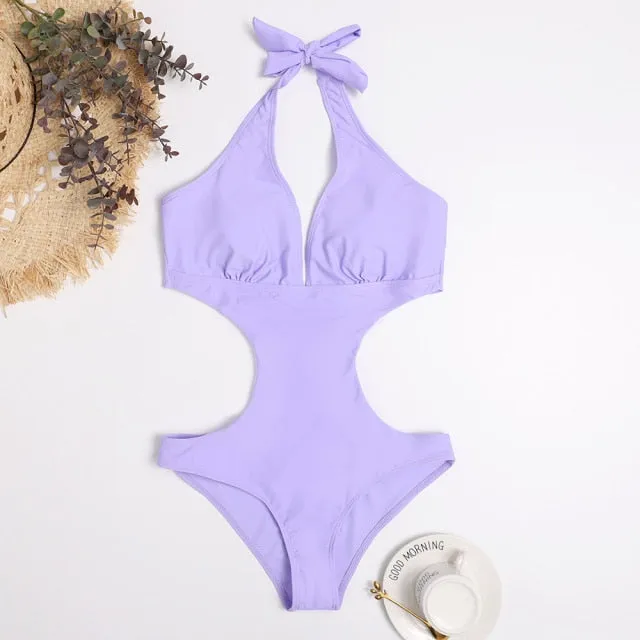 White One Piece Swimsuit Women Swimwear