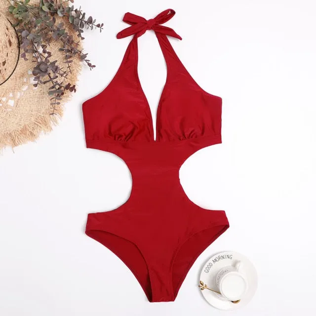 White One Piece Swimsuit Women Swimwear