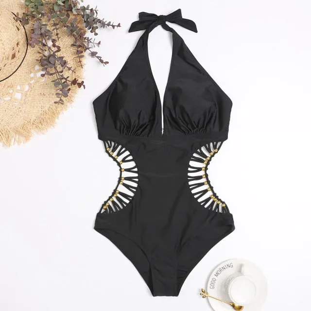 White One Piece Swimsuit Women Swimwear