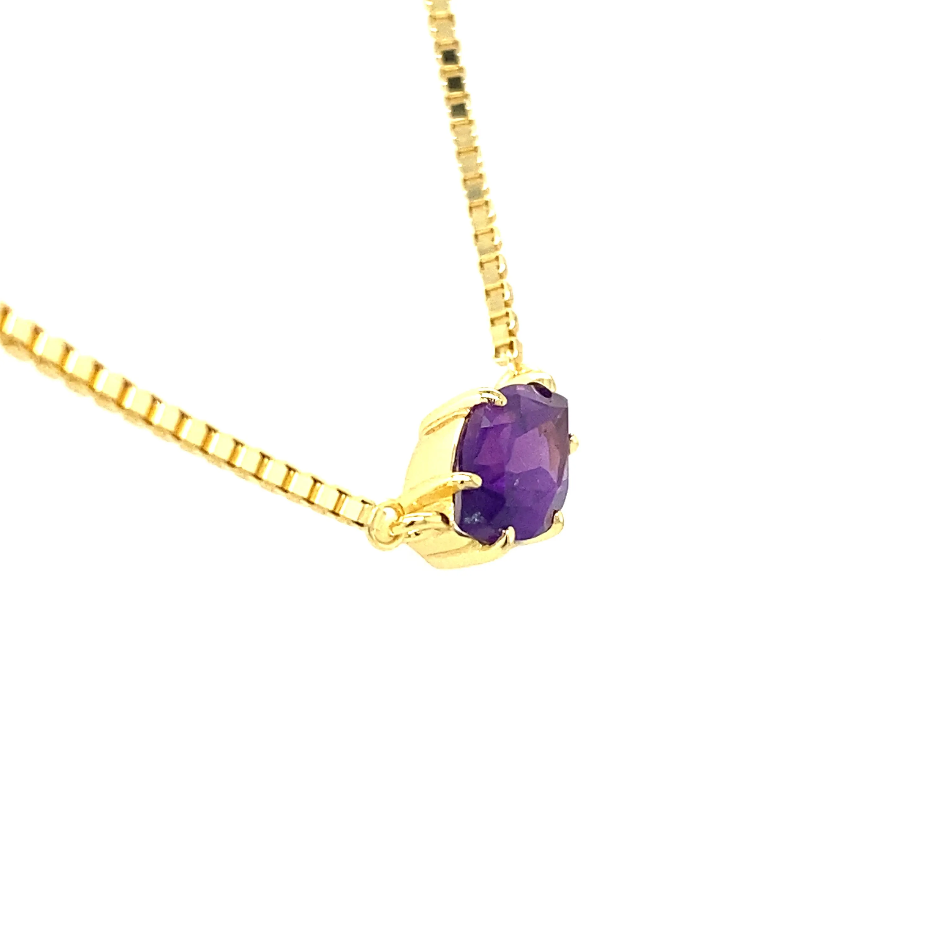 Yellow Gold Plated Solitaire Marquise Gemstone Necklace