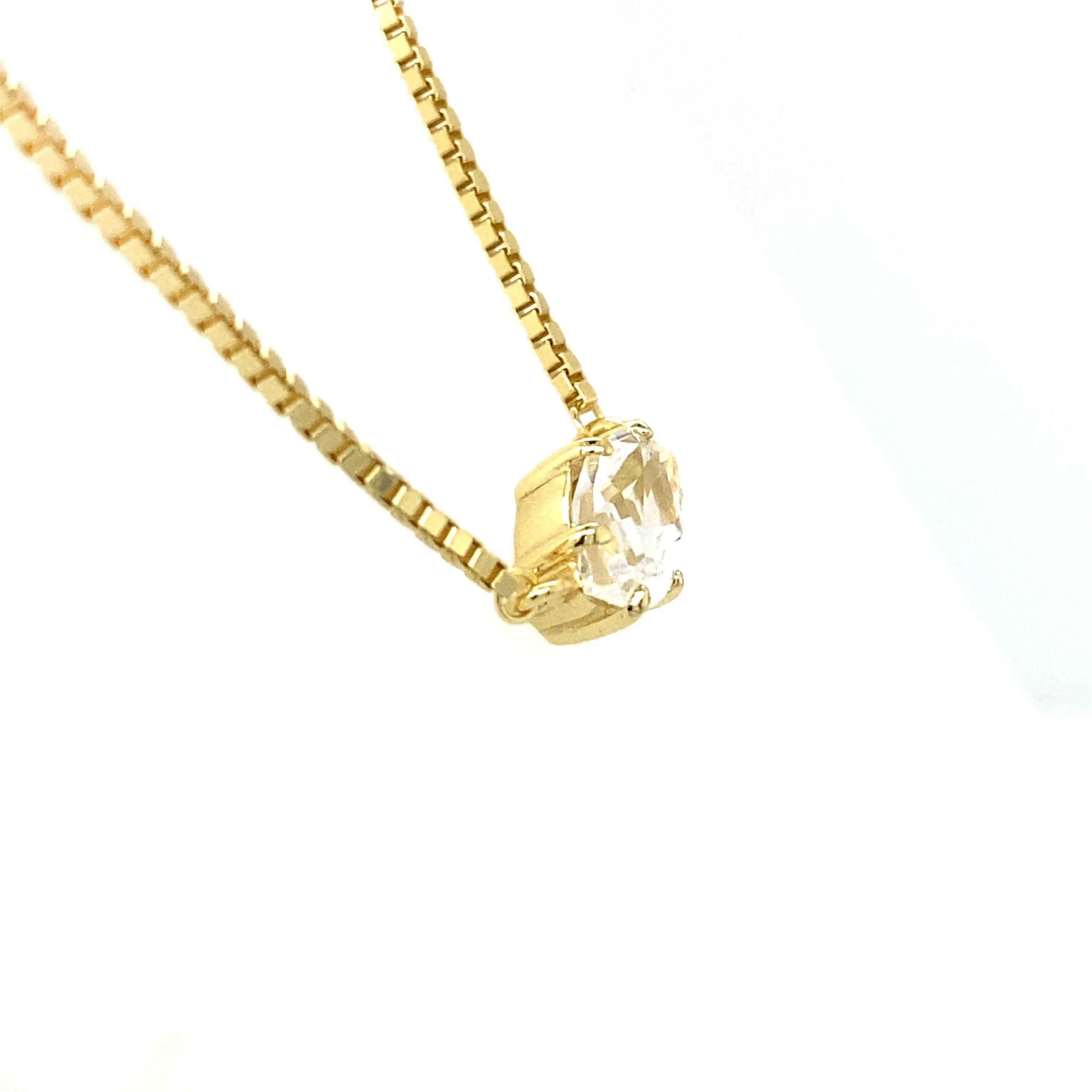 Yellow Gold Plated Solitaire Marquise Gemstone Necklace