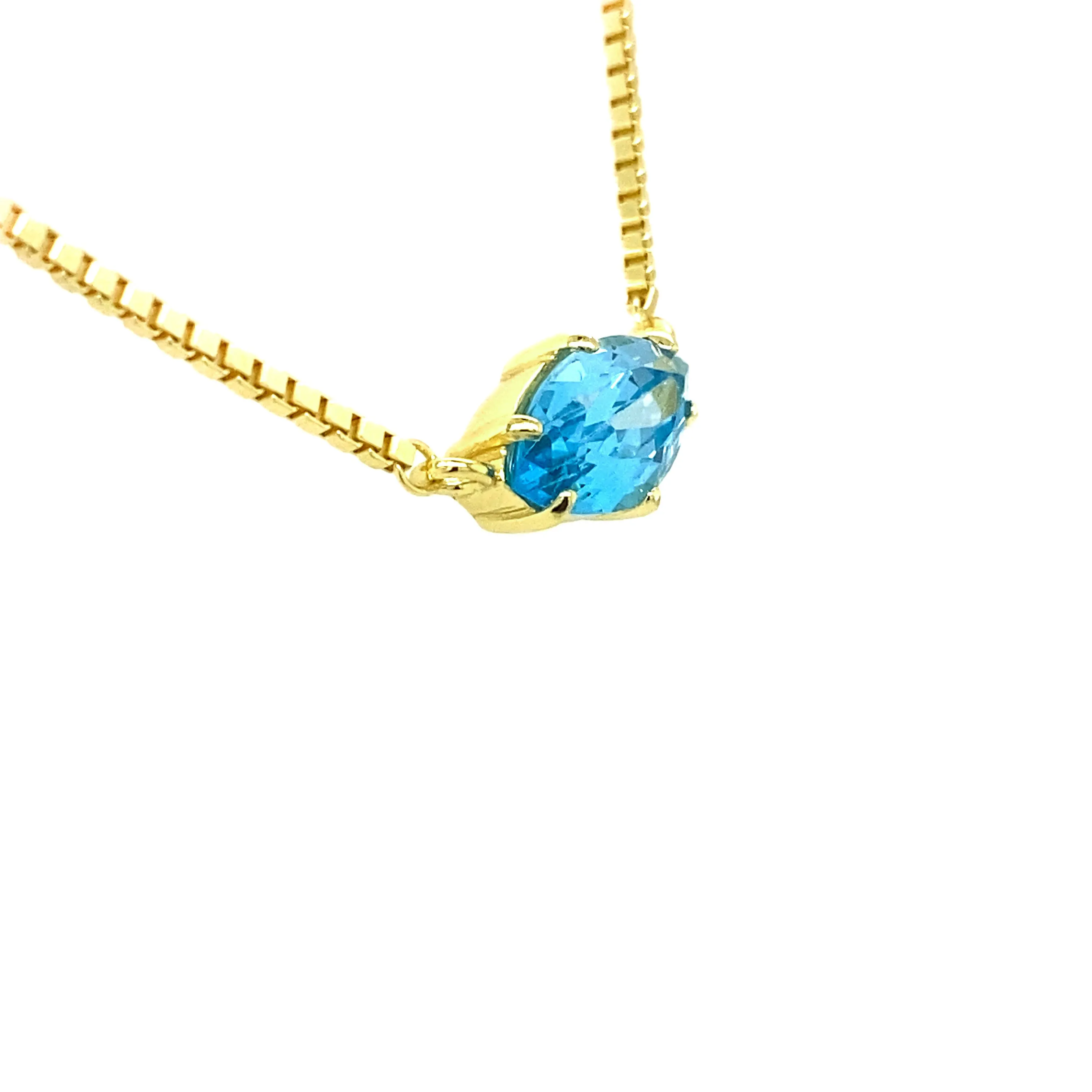 Yellow Gold Plated Solitaire Marquise Gemstone Necklace